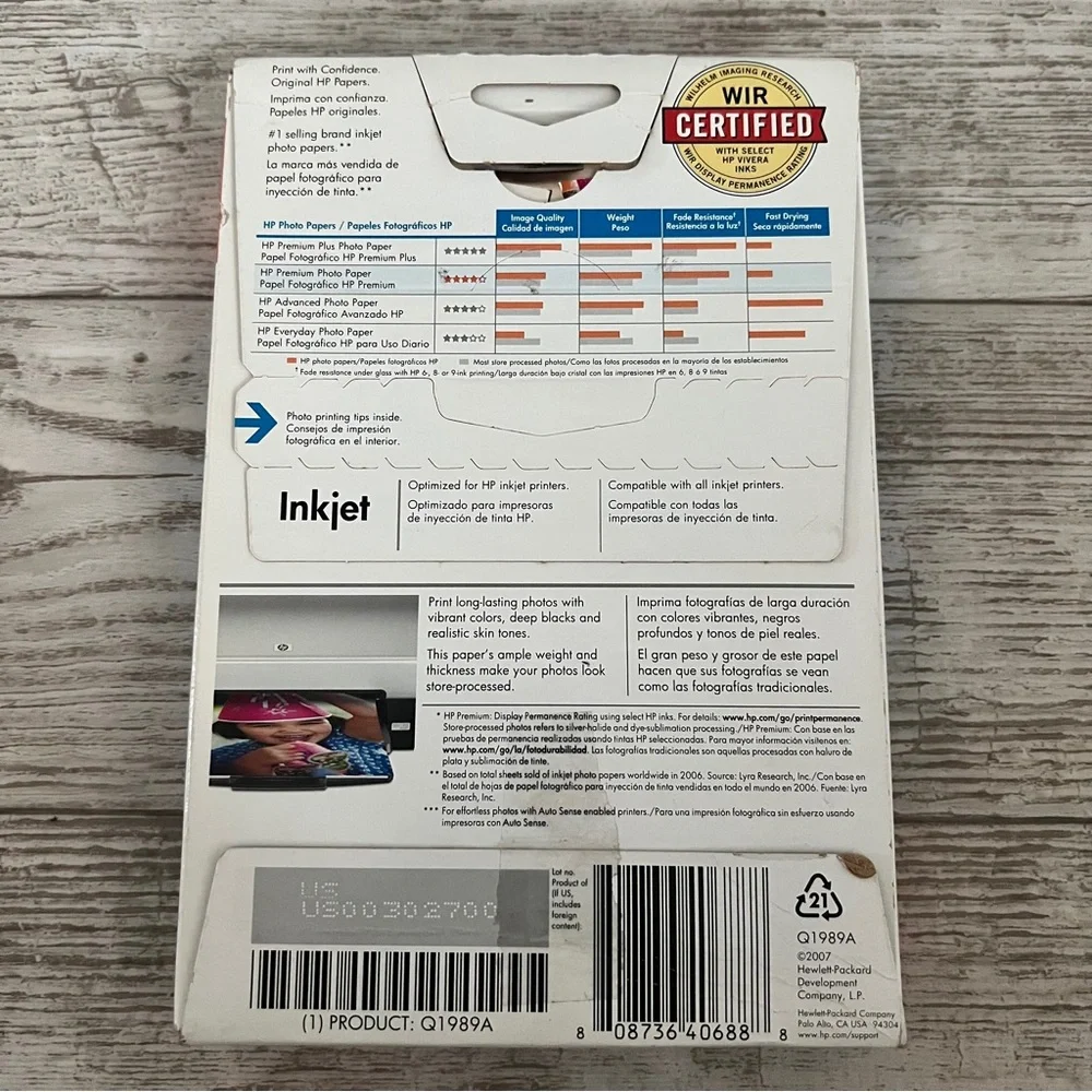 HP Premium Ink Jet Glossy Photo Printer Paper 4x6